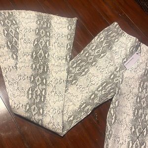 Snake skin bell bottom pants